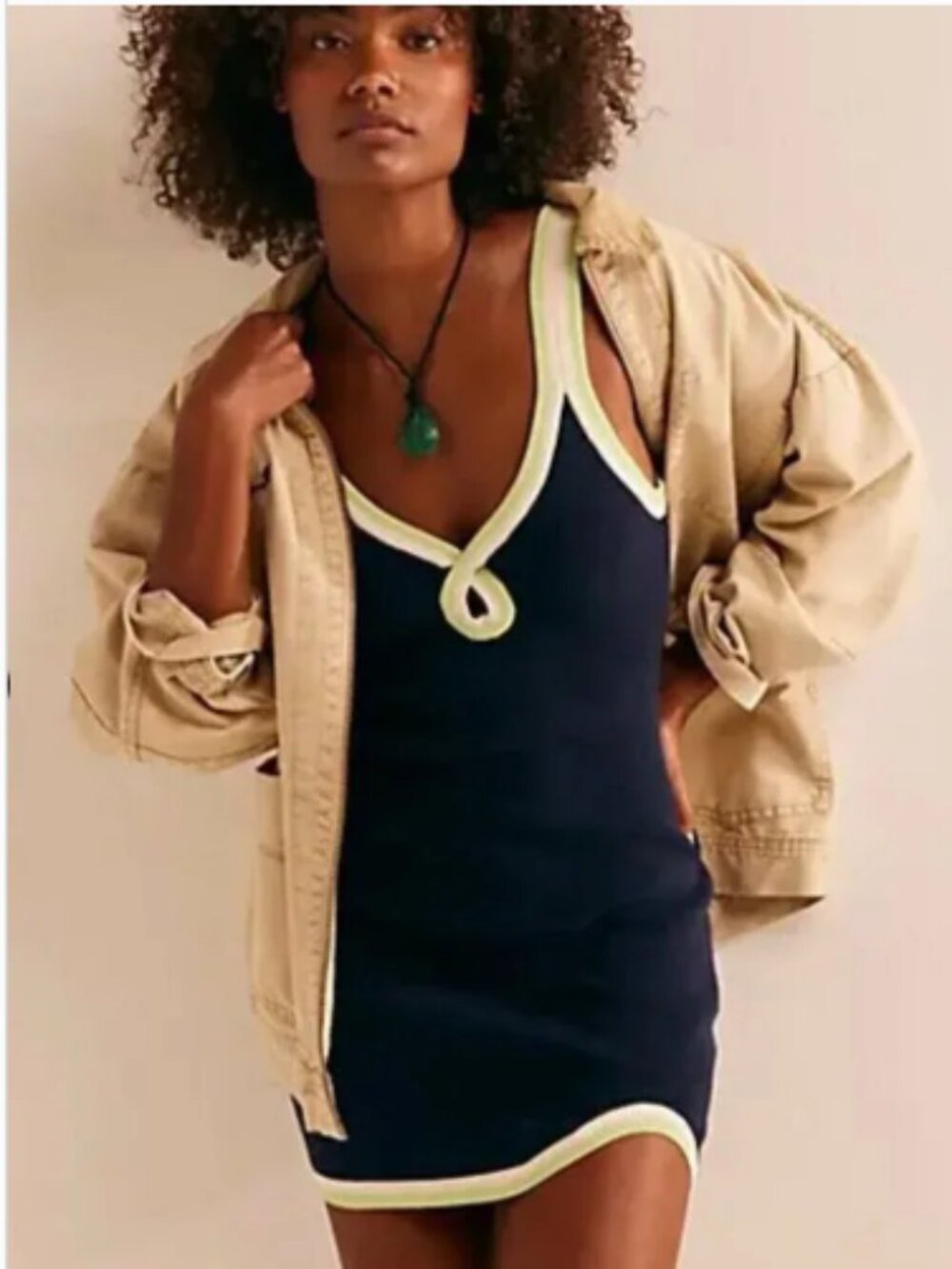 NWT Free People Blair Sweater Mini Dress in Navy Combo